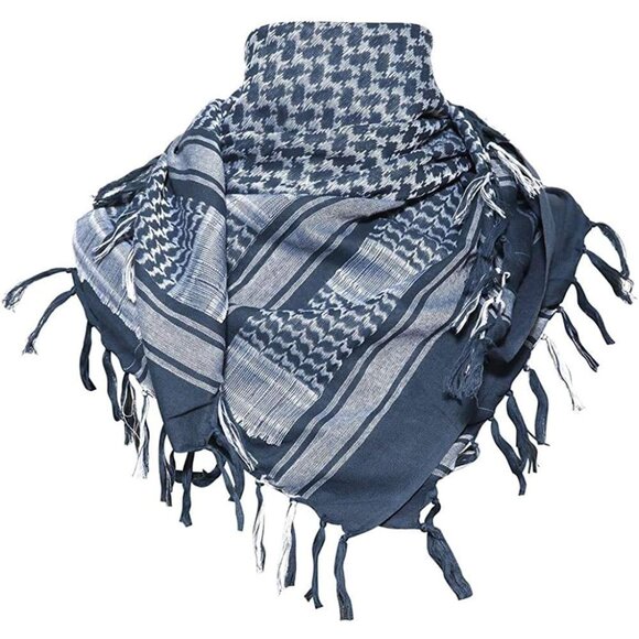 ⚡Men Blue 100% Cotton Military Shemagh Tactical Desert Keffiyeh Scarf Wrap - Picture 6 of 9